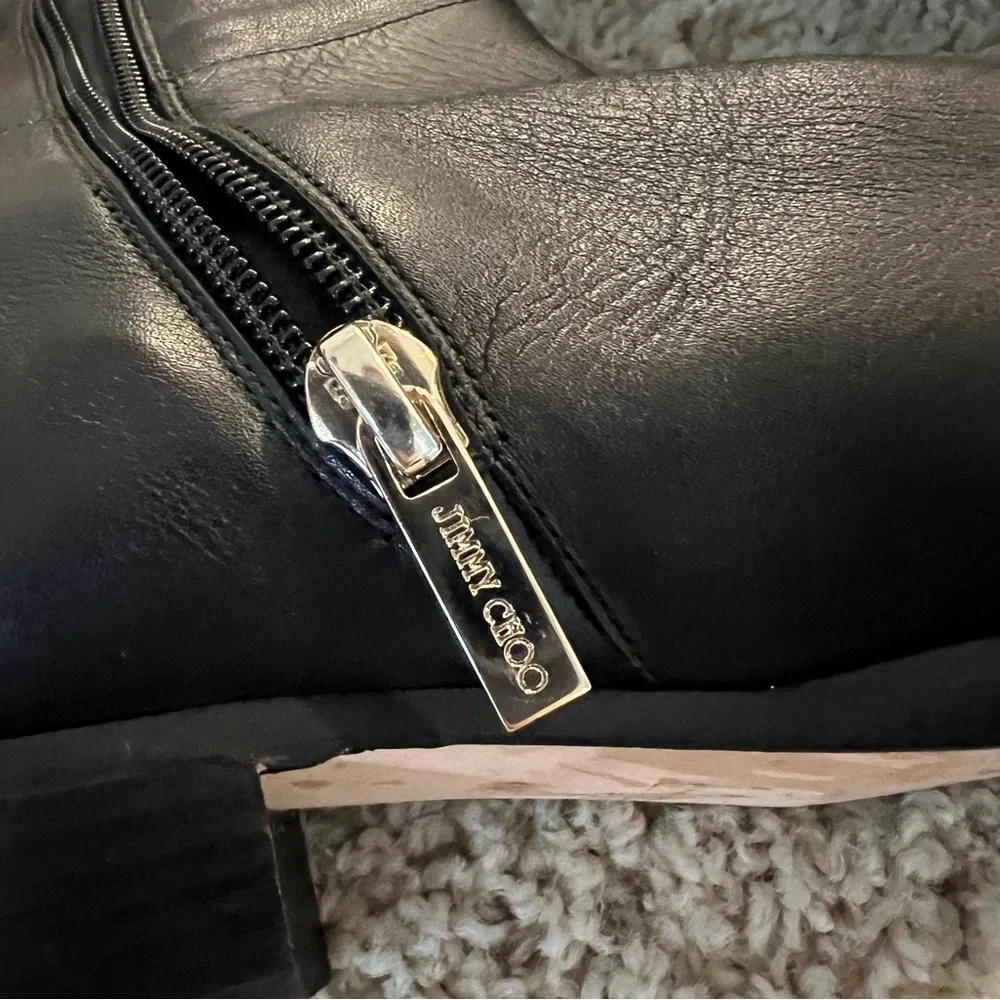 Jimmy Choo black leather riding boots